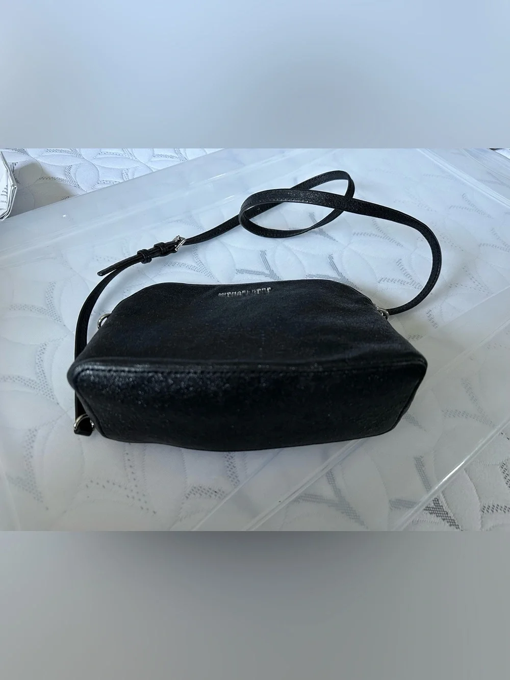 Michael Kors Black Sparkle Crossbody Bag with Chain Strap